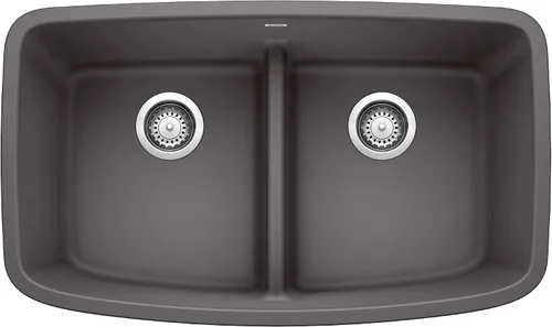Miniatura 8 de BLANCO, Truffle 442197 VALEA SILGRANIT 50/50 - Fregadero de cocina con doble tazón y división baja, 32 x 19 pulgadas Trufa