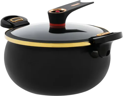 Miniatura 8 de PERFERATE Olla a presión micro de 8.45 cuartos de galón con válvula automática de liberación de presión, olla redonda antiadherente olla a fuego