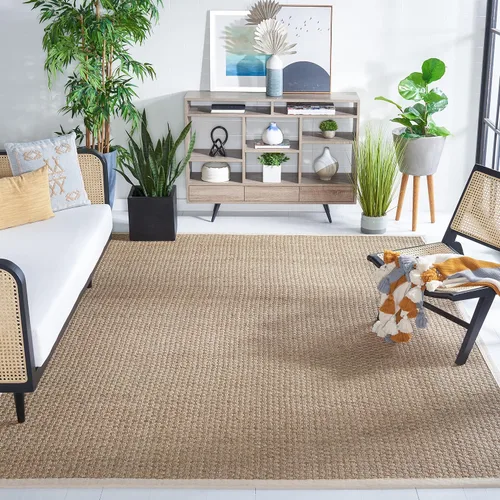 Miniatura 103 de Safavieh Natural Fiber NF114P - Alfombra redonda de hierba marina, tejido de canasta, con borde, de 244 cm, color gris Natural/ gris