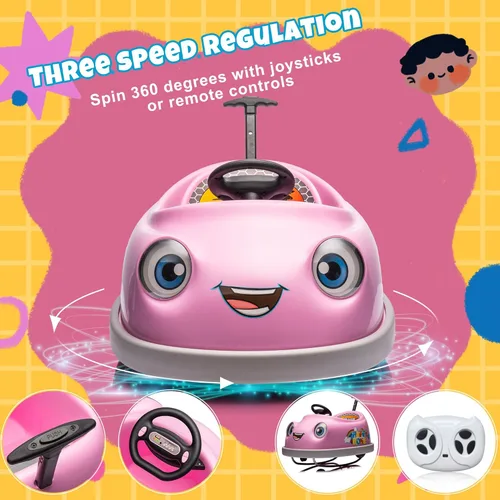 Miniatura 3 de Coche eléctrico de 12 V con batería dual para niños, con control remoto, giro de 360 grados, función de balancín de varilla, 3 velocidades, coche