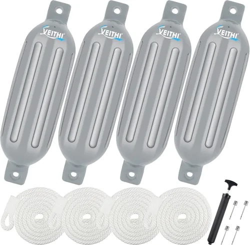 Miniatura 71 de Juego de 4 guardabarros para barco de 4.5/5.5/6.5/8.5/10/16 pulgadas, parachoques de vinilo con ojos gemelos acanalados, parachoques para barco