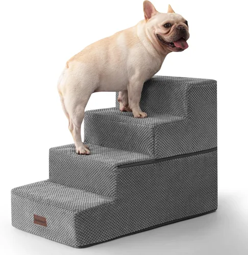Miniatura 15 de Aodisman Escaleras para perros pequeños, escaleras antideslizantes de 3 escalones para mascotas para sofá, sillón y silla, escaleras para cama