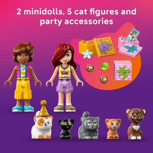 Miniatura 5 de LEGO Friends Cat - Juguete de construcción de casa de árbol y fiesta de cumpleaños – Bloques de construcción de juegos de simulación con juguetes