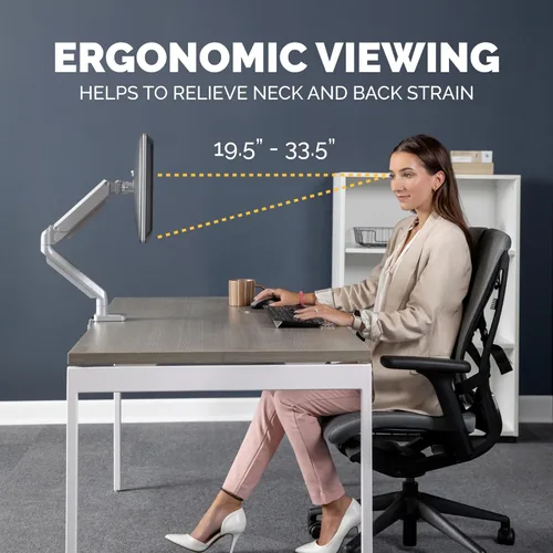 Miniatura 2 de Fellowes Platinum Series - Brazo de monitor único para monitores de 40 pulgadas, movimiento completo, rotación de 360°, montaje VESA con ojal o Plata
