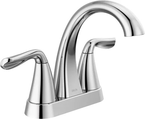 Grifo de Baño Centerset Delta Arvo, Grifo de Baño de 2 Manijas Cromado, Grifo de Lavabo de Baño Delta, Grifo de Baño de 3 Orificios Cromado, Cromado