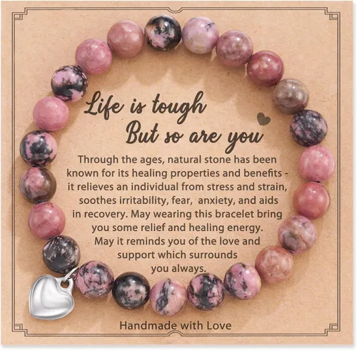 Miniatura 21 de HGDEER Regalos Get Well Soon, pulsera de amatista de piedra natural para mujeres y hombres