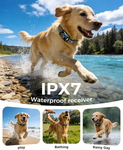 Miniatura 8 de Rojeco Collar de choque de perro 2 en 1 y collar de ladrido de perro, collar de perro remoto de 3300 pies con resistencia al agua IPX7, modos