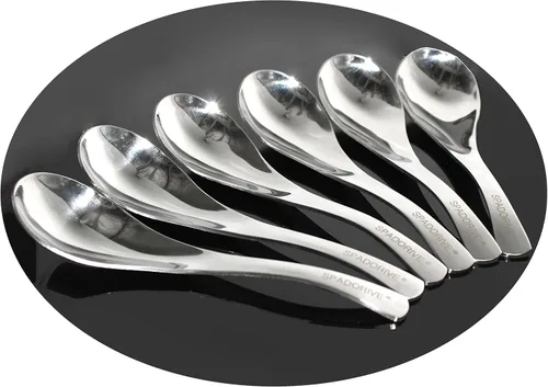 Miniatura 4 de Juego de 6 cucharas de sopa de acero inoxidable de 6 a 6.5 x 1.8 pulgadas con aspecto moderno, excelente forma (6)