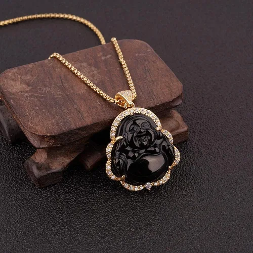 Miniatura 2 de Collar de llamativo de buena suerte, Dije de lujo de circonia cúbica con cadena chapada en oro de 18 quilates, Regalo de joyería refinada de collar