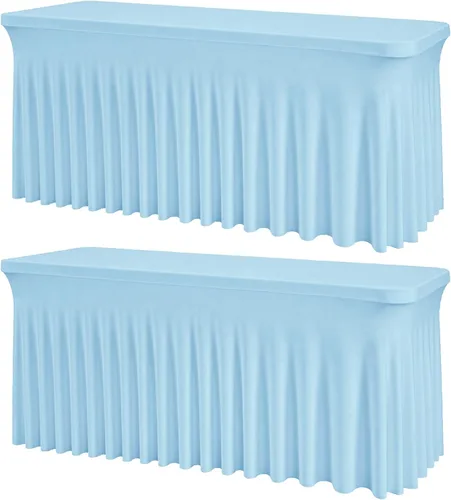 Miniatura 26 de Mantel rectangular de elastano negro, funda elástica ajustada para mesas rectangulares de 1,8 m, falda de mesa elástica sin arrugas para decoración