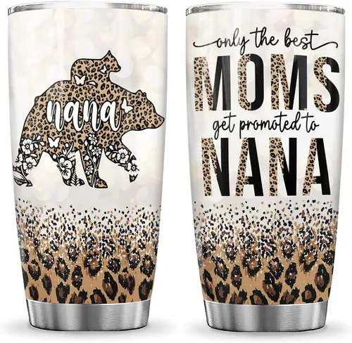 Vaso de 20 onzas con tapa para abuela, regalo para el día de la madre, para abuela, abuelita, oso solo las mejores mamás se promted to nana –