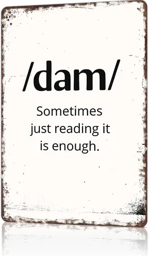 Funny Vintage Metal Sign Phonetic '/dam/' Print Poster Wall Art for Home Living Room Office Bar Decor 8X12inch