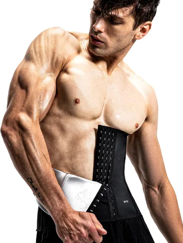 Miniatura 6 de BVVU Entrenador de cintura para hombre, reductor de cintura, control de abdomen, sauna, cinturón de sudor, envoltura para el estómago, soporte