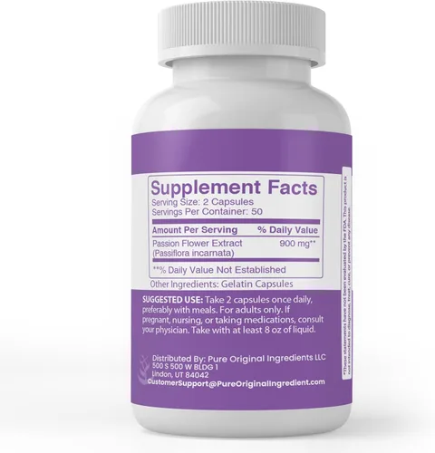 Miniatura 2 de PURE ORIGINAL INGREDIENTS Extracto de flor de la pasión, (100 cápsulas) siempre puro, sin aditivos ni rellenos, verificado por laboratorio