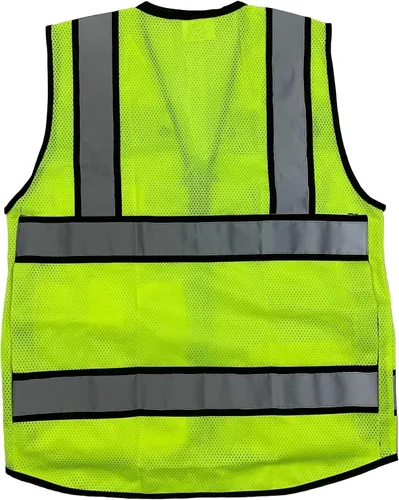 Miniatura 4 de (B Chaleco de seguridad para ingeniero, seguridad reflectante de alta visibilidad, chaleco de malla con cremallera y bolsillos Amarillo
