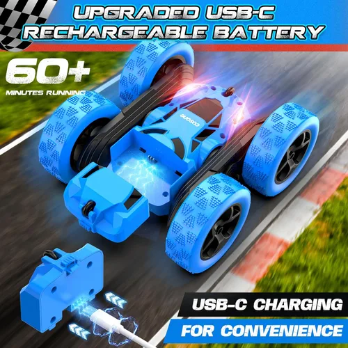 Miniatura 2 de cosone Coche de control remoto, juguetes de autos RC para niños de 6 a 12 años, auto de acrobacias 4WD con luces LED y giros de 360°, 2.4GHz