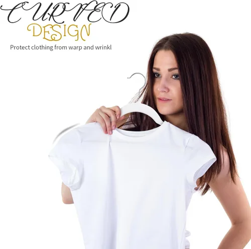 Miniatura 3 de ManGotree Paquete de 50 perchas de terciopelo para camisas para mujer, perchas de traje de 16.5 pulgadas con gancho giratorio de 360°, percha