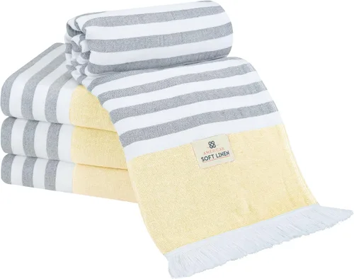 Miniatura 16 de American Soft Linen Peshtemal - Toallas de playa 100 % algodón, ligeras, sin arena, de secado rápido, para piscina de playa, 35 x 60 pulgadas, azul