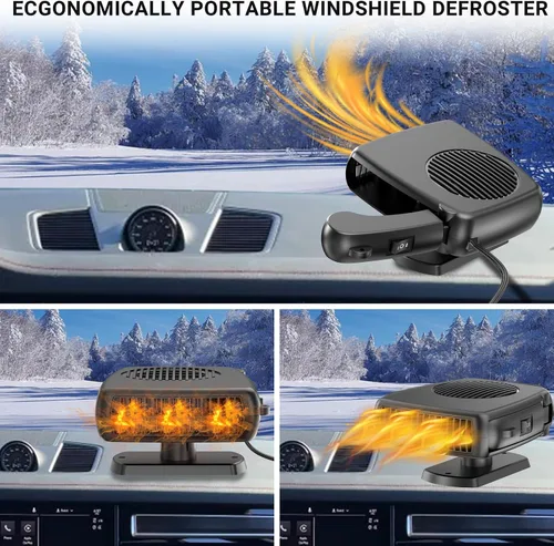 Miniatura 3 de Calentador de automóvil, descongelador de parabrisas portátil de 12 V 200 W, 2 en 1 con modos de calefacción y refrigeración, calentadores