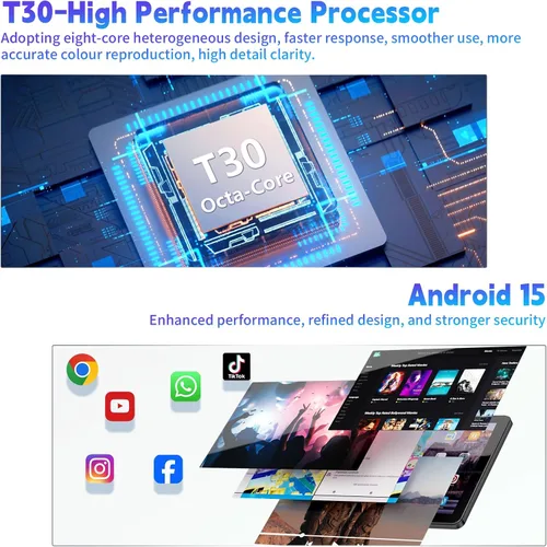 Miniatura 3 de Tablet de 10 pulgadas, tableta Android de 10 pulgadas, tableta Android 15 con 18 GB de RAM 128 GB de ROM, 1 TB expandible, Widevine L1, procesador