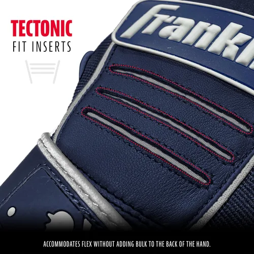 Miniatura 3 de Franklin Sports MLB - Guantes de bateo de béisbol CFX Pro para jóvenes y adultos, béisbol + sóftbol, varios tamaños + colores Azul marino/perla