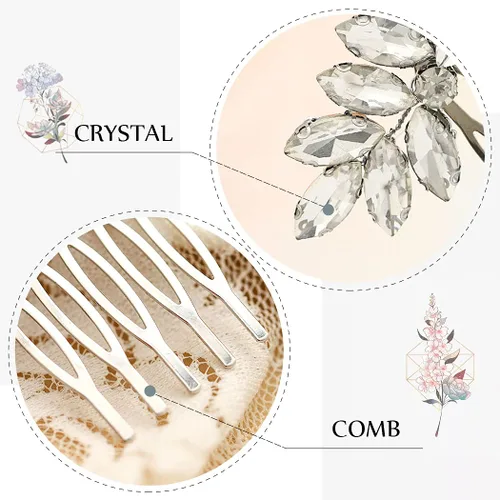 Miniatura 6 de JAKAWIN Bride Crystal Wedding Hair Piece Rhinestone Peine de pelo nupcial Accesorios para el cabello para las mujeres HC047 (plata)