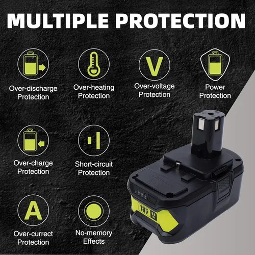 Miniatura 4 de Paquete de 2 baterías de repuesto de 6.0Ah 18V para herramienta inalámbrica ONE+ de litio P102 P103 P105 P107 P108 P109 ONE+