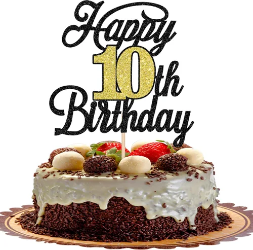 Miniatura 14 de Rsstarxi 1 paquete de decoración para tarta de cumpleaños 8 con purpurina negra de 8 años y fabulosos saludos a 8 años de edad, para celebrar el 8º