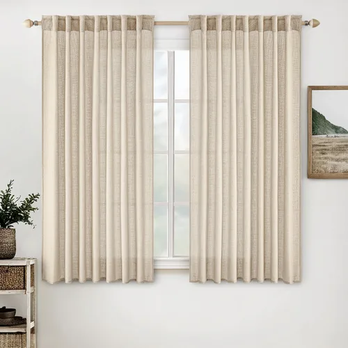 Miniatura 94 de MIULEE Cortinas de lino blanco de 108 pulgadas de largo para dormitorio, sala de estar, cortinas de ventana con textura de lino suave y grueso, Lino