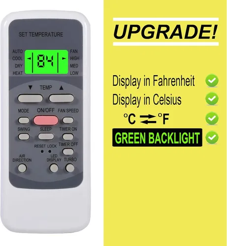 Miniatura 2 de Mando a distancia de repuesto para condensador de aire de habitación MRCOOL RG57A6/BGEFU1 A-18-HP-WMAH-230B A-24-HP-C-230B A-12-HP-WMAH-230B