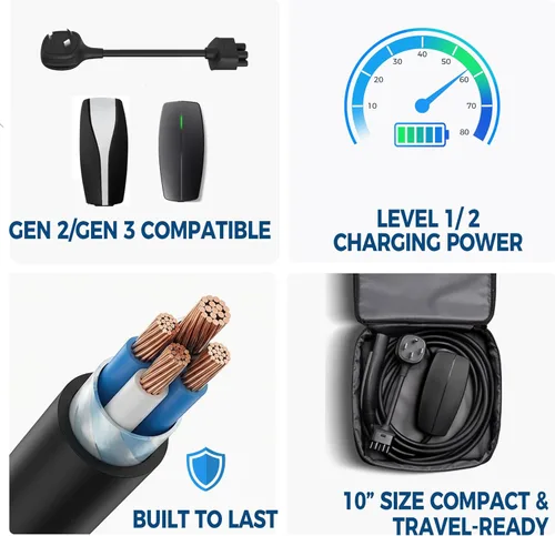 Miniatura 7 de Adaptador premium para cargador móvil Tesla Gen 2 Conecte a una toma de corriente de 240 V Carga de 24 amperios Longitud de 10 pulgadas (TT-30)