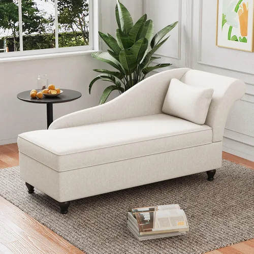 Miniatura 7 de Tongli Tumbona moderna de almacenamiento para interiores, tumbona de tela, sofá reclinable, para dormitorio, oficina, sala de estar y apartamento