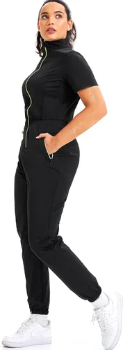 Miniatura 5 de Junlan Traje de Sauna para Mujer, Mono de Sudar con Cuello Redondo, Camisa de Atrapamiento de Calor para Mujer, para Entrenamiento y Deportes