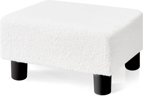 Miniatura 10 de BRIAN & DANY Taburete pequeño para pies, taburetes de lino con patas, reposapiés pequeño estable para sala de estar, beige