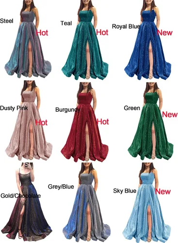 Miniatura 3 de Vestidos largos, acampanados y con bolsillos para baile de graduación, vestido formal de fiesta, de noche y de baile con aberturas laterales