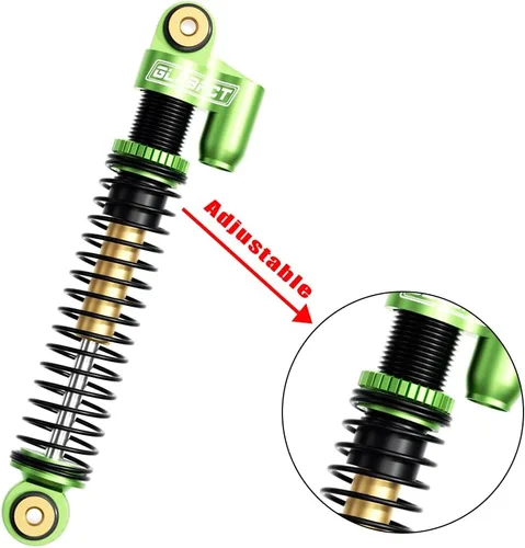 Miniatura 6 de GLOBACT Amortiguadores delanteros y traseros de aluminio de 2.047 in para 1/24 Axial SCX24 Bronco/C10/JLU CRC/Deadbolt/Gladiator Accesorios de Rojo