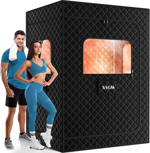 X-Vcak Sauna para 2 personas, caja de sauna extragrande, tienda de campaña portátil para sauna de vapor con 2 vaporizadores, 2 sillas plegables, 71"