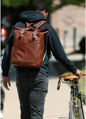 Miniatura 8 de McKleinUSA Serie S, Kennedy, cuero de becerro de grano de guijarro, mochila para portátil de doble acceso de 17 pulgadas, color negro (88735)