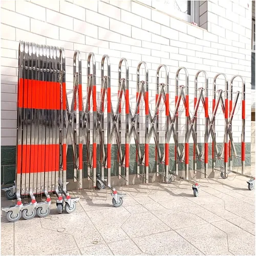 Miniatura 3 de Barricada metálica extensible de acero inoxidable – Puerta de barrera de seguridad móvil – Valla de tráfico retráctil – para garajes, escuelas Rojo