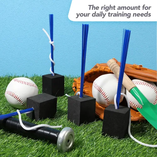 Miniatura 6 de Shappy 12 tapones de base de béisbol con borla, tapones de anclaje resistentes para campo de béisbol y accesorios de sóftbol Azul