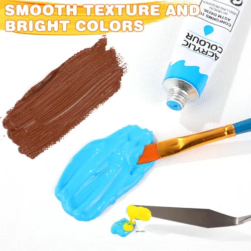 Miniatura 3 de ESRICH Juego de pintura acrílica de 12 colores (paquete de 2) con 20 pinceles, 24 pinturas acrílicas para adultos, principiantes, artistas 12