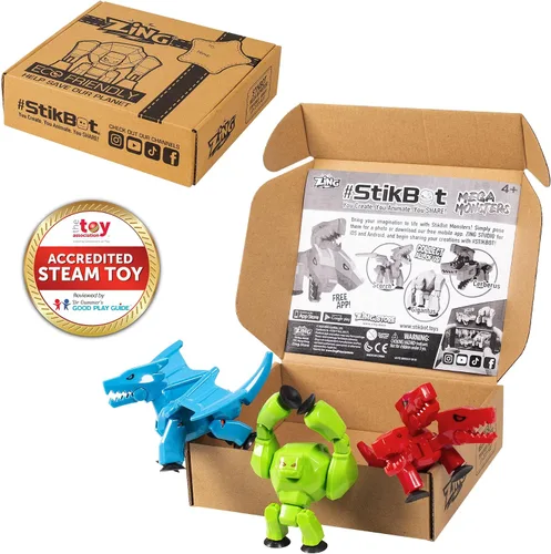 Miniatura 2 de StikBot Zing Mega Monsters 3 unidades, juego completo de 3 figuras de acción de monstruo posables, Cerberus, Gigantus y Scorch