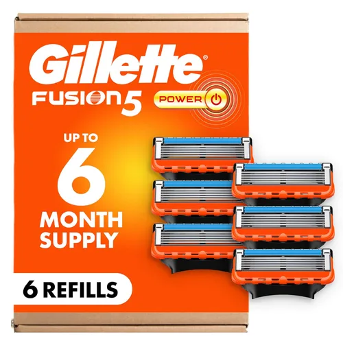 Gillette Fusion5 Power - Recambios de maquinilla de afeitar de 5 cuchillas para hombres, con recortador de precisión, 6 unidades