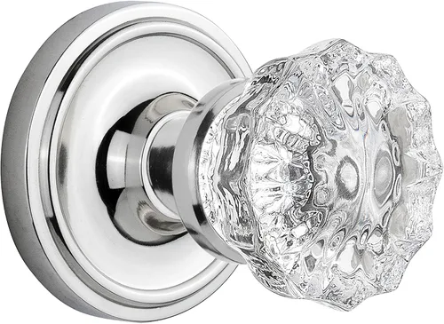 Miniatura 14 de Nostalgic Roseta clásica de almacén con pomo de puerta de cristal Latón pulido