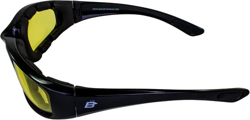 Miniatura 8 de Birdz Gafas de sol Oriole acolchadas para montar en motocicleta, día noche, amanecer, atardecer, 3 pares de montura negra brillante con amarillo