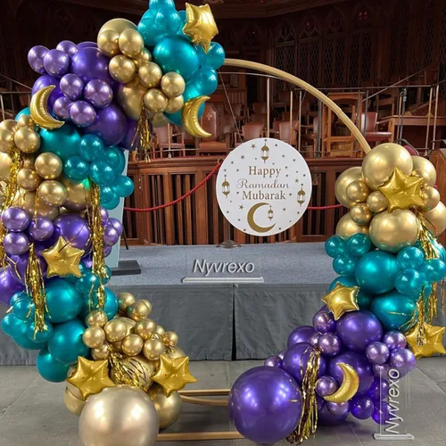 Miniatura 10 de Decoraciones de fiesta de cumpleaños pirata, 142 piezas de guirnalda de globos dorados metálicos rojos, negros, kit de arco de arco de globos