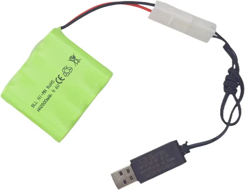 Miniatura 4 de AA 9.6V 2800mah RC Battery Pack con Tamiya plug con cable de carga USB para tanques de juguete Departamento de Ingeniería de cama plana