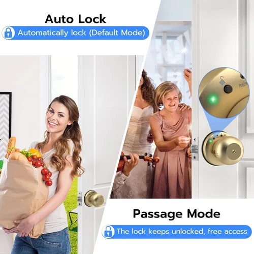Miniatura 4 de eLinkSmart Cerradura de puerta de huella dactilar, perilla inteligente de puerta de bola con llave sin llave para puerta de entrada para dormitorio