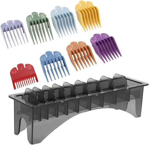 Miniatura 3 de Tyenaza Soporte para guardia de cortapelos, caja de almacenamiento de peine guía, 10 rejillas eléctricas para cortar el cabello, organizador