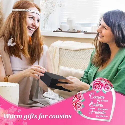Miniatura 5 de Tuanse Regalos para primas para mujeres, regalos de cumpleaños, recuerdo de corazón acrílico, primos, por Blood Sisters por Heart Friends, por